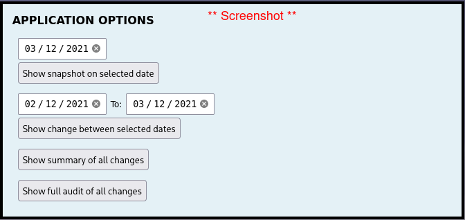 screenshot of application options